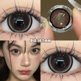 Popxstar 2PCS Myopia Colored Contact Circular Lenses Degree -0.00 to -8.00 Black Eyes Beauty Pupil Brown Makeup Lens