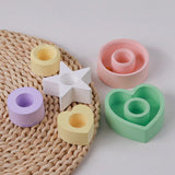 Popxstar DIY Round Candle Holder Silicone Molds Star Heart Shape Plaster Resin Candlestick Mould Candle Accessories Tool Home Table Decor