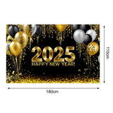 Popxstar 2025 Happy New Year Backdrops for Christmas Photography Decor Background Fireworks Celebrate Party Family Poster Photo Studio