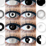 Popxstar 1Pair Color Contact Lenses for Eyes Multicolored Lenses Anime Cosplay Eye Contacts Halloween White Black Lenses Yearly