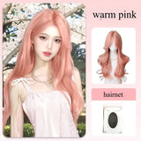 Popxstar Pink Wig for Women Long Wavy Cosplay Wigs Natural Soft Sweet Synthetic Wig for Daily Use School Life Lolita Wig Pink