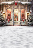 Popxstar Photography Background Winter Christmas Windows Forest Snow Xmas Tree Kids Family Portrait Decor Backdrop Photo Studio