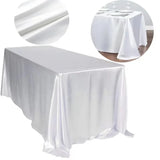 Popxstar Rectangle Satin Tablecloth Wedding Table Cloth White for Christmas Baby Shower Birthday Events Banquet Decor Home Dining Table