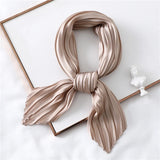 Popxstar Solid Crinkle Hair Scarf Women Silk Feeling Neck Tie Shawl Wraps Female Headbands Foulard Wrsit Echarpe Bandana Accessores