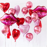 Popxstar Valentines decoration for home Makeup Theme Lipstick Heart Foil Balloons Makeup Birthday Balloons Set Valentine's Day Decorations Wedding Decor Baby Shower