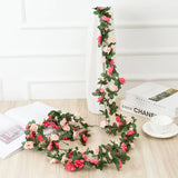 Popxstar spring decor 2.5m Artificial Flowers Rose Vine DIY Fake Plants Flower Spring Autumn Garden Arch Christmas Rattan Wedding Home Room Decoration