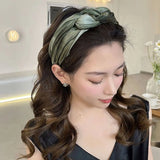 Popxstar Fashion Shiny Twisted Braid Headband Women Girl Wide Side Hairband Simple Mesh Hair Hoop Headwear Hair Accessories