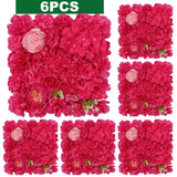 Popxstar 6PCS Artificial Flowers Roses Wall Panel 3D Flower Backdrop for Wall Party Wedding Bridal Shower Outdoor Decoration