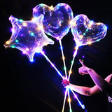 Popxstar 1 Set LED Clear Balloon Transparent Bobo Balloon with Led Light Round Heart Star Shape Ballons Globos for Birthday Party Decor