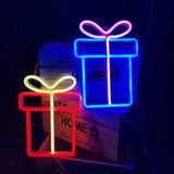 Popxstar Christmas Gift Box Led Neon Sign Wall Light Santa Claus Coming Bedroom Kids Living Room Bar Party Wedding Decoration Night Lamp