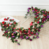 Popxstar spring decor 250CM Rose Artificial Flowers Christmas Garland for Home Room Wedding Decoration Spring Arch DIY Fake Plant Vine Autumn Garden