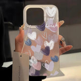 Popxstar Love Heart Phone Case For iPhone 13 Case for iPhone 11 15 16 12 14 Pro Max Mini Shockproof Translucent Clear Cover Soft Funda