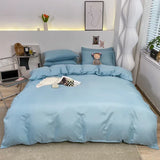 Popxstar Solid Color Duvet Cover Set Soft Comfy Breathable Simple Style Bedding Set Brushed Microfiber Comforter Cover with 2 Pillowcases