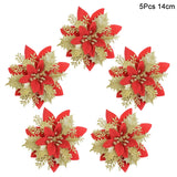 Popxstar 5Pcs Christmas Red Berry Articifial Flower Pine Cone Branch Christmas Tree Decorations Ornament Gift Packaging Home DIY Wreath