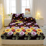 Popxstar Simple Modern Plant Flower Printed Matte Fitted Sheet, Bedroom Printed Bed Cover, Bedding (Excluding Pillowcases)