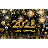 Popxstar 2025 Happy New Year Backdrops for Christmas Photography Decor Background Fireworks Celebrate Party Family Poster Photo Studio