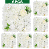 Popxstar 6PCS Artificial Flowers Rose Wall Panel 3D Flower Backdrop for Home Salon Wedding Party  Bridal Shower indoor Outdoor Decoration