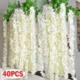 Popxstar 40/10pcs Artificial Flowers Wisteria Wedding Garland Wall Hanging Decor Artificial Flowers Garland for Garden Party Wedding Home