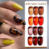 Popxstar 7ML Translucent Jelly Amber Gel Nail Polish Nude Color Semi Permanent Soak Off UV Nail Arts Manicure DIY Varnish Design