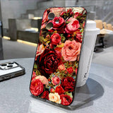 Popxstar Rose Flower Phone Case For iPhone 14 Pro Case for iPhone 11 16 Pro 13 12 15 Pro Max XR XS X 7 8 SE Soft Shockproof Clear Cover