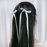 Popxstar 2pcs Ins Style Y2K Ponytail Hair Clip Ribbon Bow Shark Clip Hair Bows Women Korean Long Tassel Ribbon Hairpin Hair Accessories