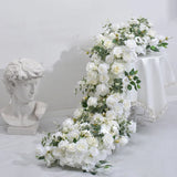 Popxstar Artificial Runner Flower Row Wedding Arrangement Decoration Floral Backdrop Props Table Flower Runner Event Party Floral Decor