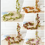 Popxstar spring decor 250CM Rose Artificial Flowers Christmas Garland for Home Room Wedding Decoration Spring Arch DIY Fake Plant Vine Autumn Garden