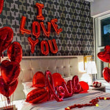 Popxstar Valentine's Day Decoration Polyester Aluminum Foil Balloon One-Piece Love Balloon I Love You Letter Banner Romantic Love Valentine's Day Decoration, Red, Silver, Rose Gold, Gold Suitable for Valentine's Day, Bridal W