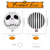 Popxstar 12 Pcs Halloween Foil Balloons Skull Black White Striped Balloons Skeletons Halloween Paty Masquerade Themed Party Decorations