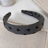 Popxstar Autumn Winter Retro Black-Gray Headband Bow Heart Sponge Hair Band for Woman Girls Temperament Hair Hoop Female Hair Accessories