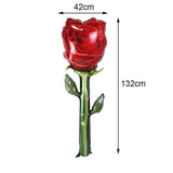 Popxstar Large Valentine's Day Red Rose Balloons Rose Flower Shape Foil Balloons Mother's Day Valentine's Day Gift Decorations Balloon