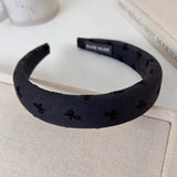 Popxstar Autumn Winter Retro Black-Gray Headband Bow Heart Sponge Hair Band for Woman Girls Temperament Hair Hoop Female Hair Accessories