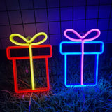 Popxstar Christmas Gift Box Led Neon Sign Wall Light Santa Claus Coming Bedroom Kids Living Room Bar Party Wedding Decoration Night Lamp