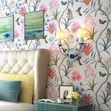 Popxstar Self Adhesive Floral Bird Wallpaper Modern Pink Flower Wallpaper Living Room Bedroom Kitchen Bathroom Wall Paper Home Decoration