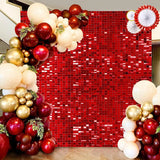 Popxstar Wall Backdrop Background for Christmas Backdrop Red Sequin Backdrop Panel Shimmer Wall Backdrop 12 Panels Red Shimmer Wa