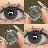 Popxstar 1Pair Myopia New Freshly Colour Contacts Lenses Large Diameter14.5mm Natural Eye Lenses Beauty Pupil Brown Gray Lenses