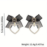 Popxstar Elegant Bow Earrings with Imitation Pearl - Chic Alloy Jewelry with Hypoallergenic Needle, Perfect Gift for Birthdays & Holidays