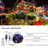 Popxstar Christmas Lights Outdoor, 197 FT 580 LED Christmas Decorations Lights/Waterproof String Fairy Lights Plug in with 8 Modes and Ti