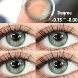 Popxstar 1 Pair Colorcon Korean Lenses Colored Contact Lenses with Degree Myopia Lenses Blue Eye Lenses Green Lenses Natural