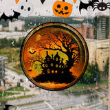 Popxstar Halloween PVC Static Glass Stickers Scary Castle Cat Glass Stickers Non Adhesive Removable Party Home Decorations