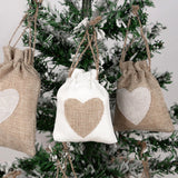 Popxstar 10Pcs Natural Linen Burlap Bag Heart Jute Drawstring Candy Gifts Packaging Bags For Wedding Birthday Party Decor Jewelry Pouches