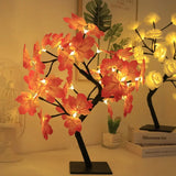 Popxstar 24 LED Fairy Flower Tree Table Lamps Maple Leaf Lamp Rose Night Light USB Operated Gifts for Wedding Party Hallowmas Decoration