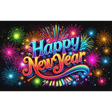 Popxstar 2025 Happy New Year Backdrops for Christmas Photography Decor Background Fireworks Celebrate Party Family Poster Photo Studio