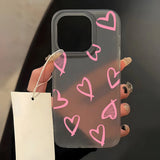 Popxstar Love Heart Phone Case For iPhone 13 Case for iPhone 11 15 16 12 14 Pro Max Mini Shockproof Translucent Clear Cover Soft Funda