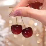 Popxstar Small Fresh Sweet Lovely Cherry Cherries Cherries Earrings Pendant Fruit Earrings Red Cherry Earrings Charm Jewelry