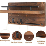 Popxstar Wooden Wall Key Holder with 5 Hooks Mail Organizer with Shelf Home Decor for Entryway Hallway