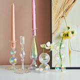 Popxstar Glass Candle Holder Home Decor Nordic Rainbow Vase Flower Table Living Room Decoration Candlestick Holder for Wedding