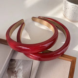 Popxstar Christmas Hair Accessories Fashion Red Glossy Leather Sponge Headbands Womans Retro Temperament Hair Hoop Female Party Hair Band