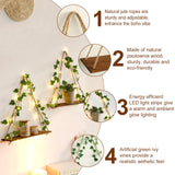 Popxstar 1/2pc Artificial Ivy Led-strip Floating Wall Shelf Boho Home Decoration Nordic Plant Flower Pot Tray Wall Hanging Shelvesgift