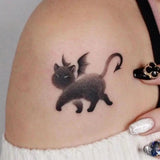 Popxstar Cute Black Cat Tattoo Stickers for Women Man Arm Art Temporary Tattoos Waterproof Fake Tattoo Cartoon Lasting Tattoo Stickers